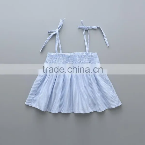 2017 Latest Design Light Blue Color off Shoulder Girls Top With Embroidered Collar photo-2