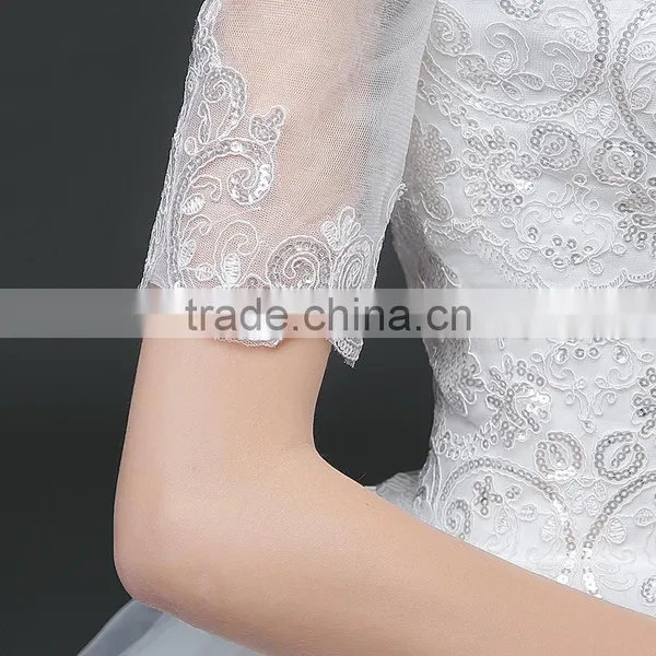 MGOO Elegant Custom Made White Crystal Wedding Dress Ball Gown Beach Bridal Dress Frock Style Tulle Designs Saree photo-4
