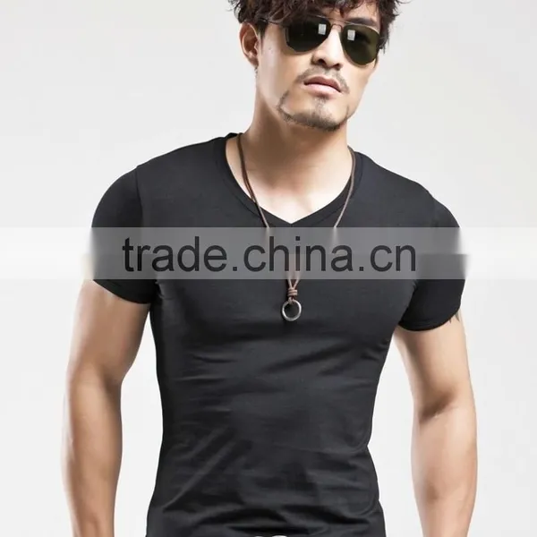 Men's Tops Tees 2016 Summer New Cotton v Neck Short Sleeve t Shirt Men Fashion Trends Fitness Tshirt photo-6