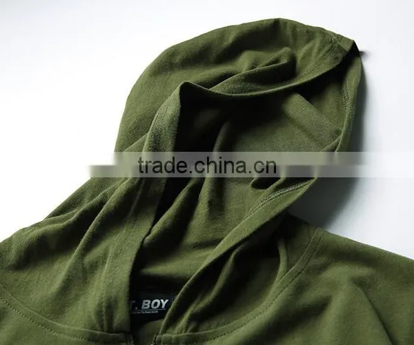Cotton Short Sleeve Hoodie Army Greem t Shirt Men for Resale photo-3
