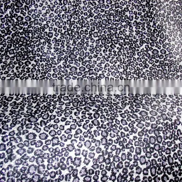 Free Sample Available Fluorescence Color Leopard Grain Glitter Fabric photo-6