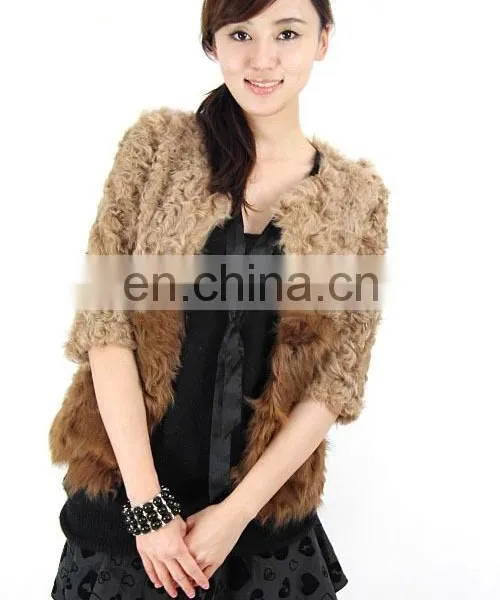 Real Lamb Fur Jacket With Tuscany Style for Women Wear Yellow Coat photo-2