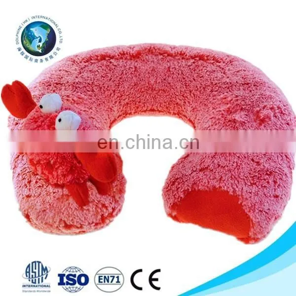 Custom Factory u Shape Baby Neck Pillow Promotional Cute Red Crab Plush Neck Pillow