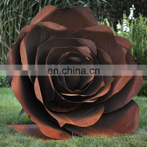 Garden Art Realistic Rose Corten Steel Sculpture photo-4
