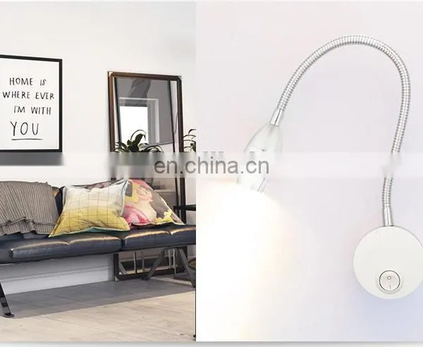 Cheap Price Bathroom Mirror Lamp With Flexible Hose Mini Led Reading Lamp for Bedroom OEM Gooseneck Led Headboard Wall Lamp photo-2