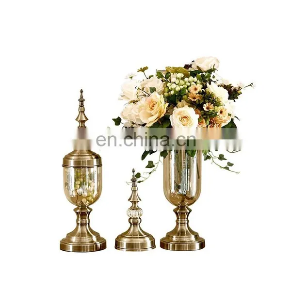 Gold Metal And Glass Jar Tabletop Home Decor