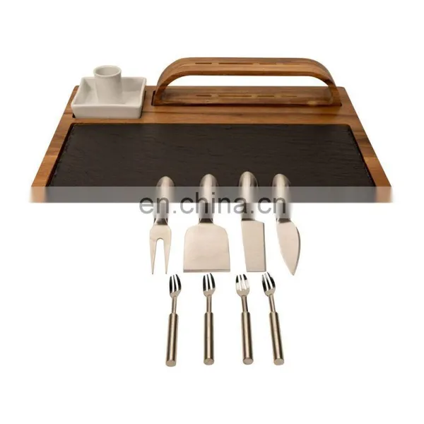 Wholesale High Quality Restaurant Rectangle Bamboo Cheese Cutting Board And Knife Set photo-3