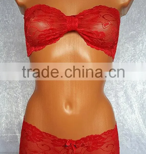 Lace Top Bandeau Sexy Lingerie Set photo-3