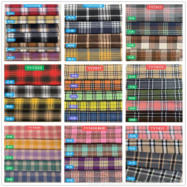 Large Stock Supply of Various Specifications of Colored Polyester Cotton Dyed Plaid Fabric photo-2