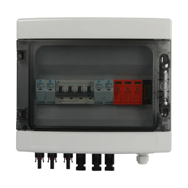 2 In 1 Out PV Combiner Box DC 1000V IP65 Waterproof Solar Junction Box With DC MCB & SPD Surge Protection for Household Solar Panel System photo-3