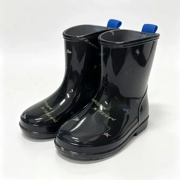 Proshield Work Kids Middle Calf Rain Boots, Black Star Print Waterproof Children Rain Boots