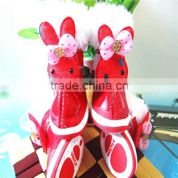 PU Material Winter Cartoon Rabbit Pet Shoes Dog Shoes Pet Supplies for Teddy & Pomeranian photo-3