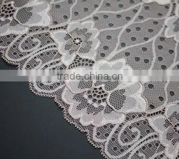 Fancy Designs Nylon Lace Fabric for Women Plain,french Style Warp Knitting Lace Fabric photo-3