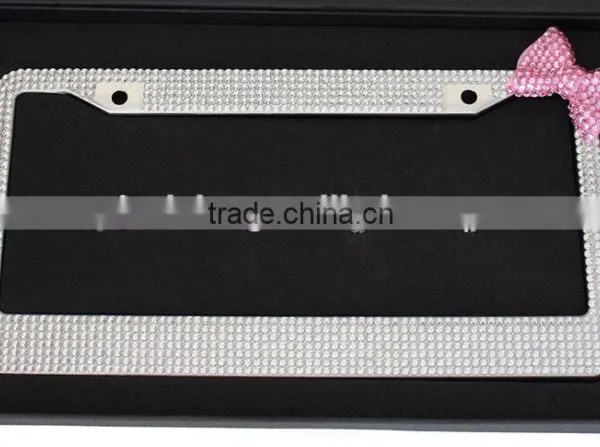 Diamond Pink Bow Girls Bling Crystal License Plate Frames photo-4