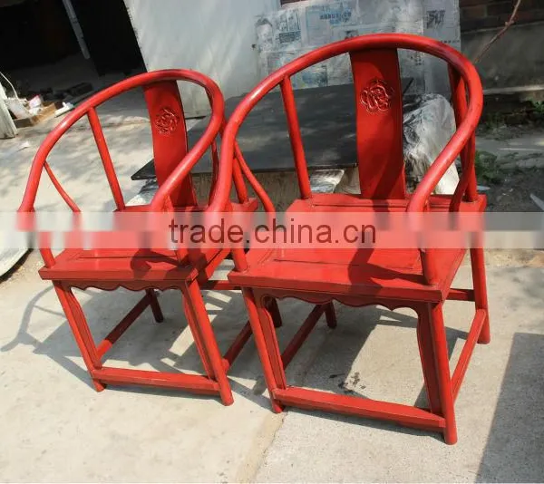 Commercial Furniture, Antique Pine Wood Red Chair photo-2