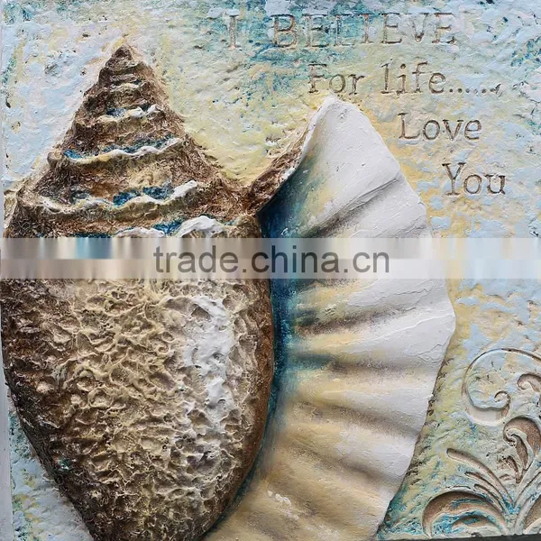 Modern Beautiful Shell Home Decor With Frame Seascape Painting photo-4