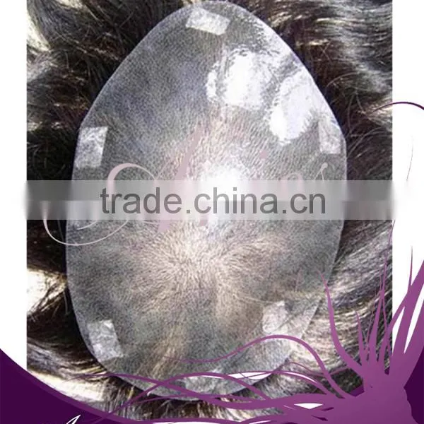 Wholesale Best Quality India Remy Human Natural Hair Super Thin Skin Men's Toupee photo-3