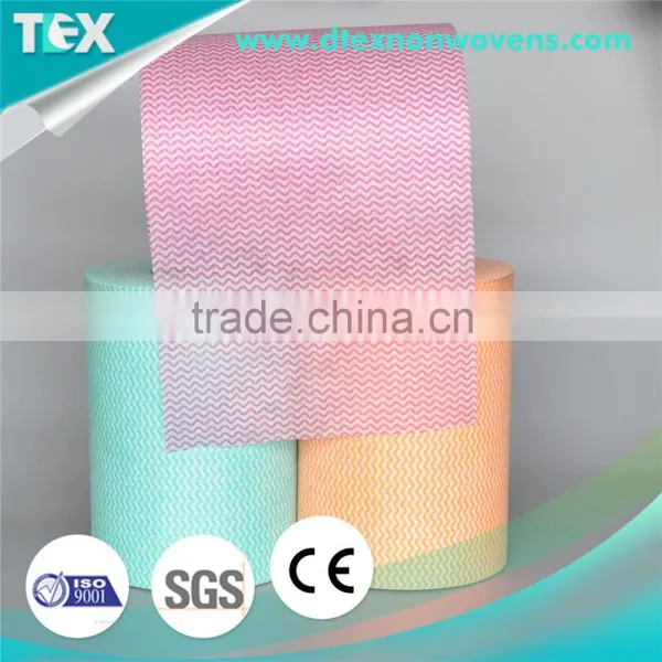 [D-TEX] 70% Polyester 30% Viscose Waveline Printed Spun Lace Wiping Rolls photo-5