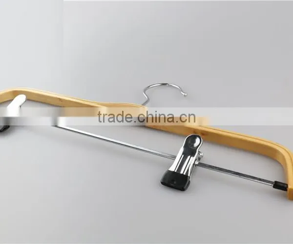 Bulk Cheap Laminated Clothed Wooden Hanger With Clips Quality Choice photo-3