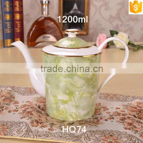 European Style Purple Red and Green Color With Gold-rim 1200ml Bone China Tea Pot photo-2
