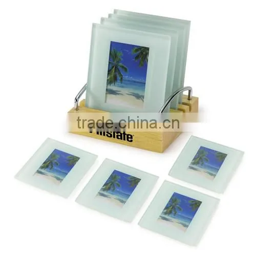 Glass Photo Frame Glass Photo Insert Coaster for Home Decoration