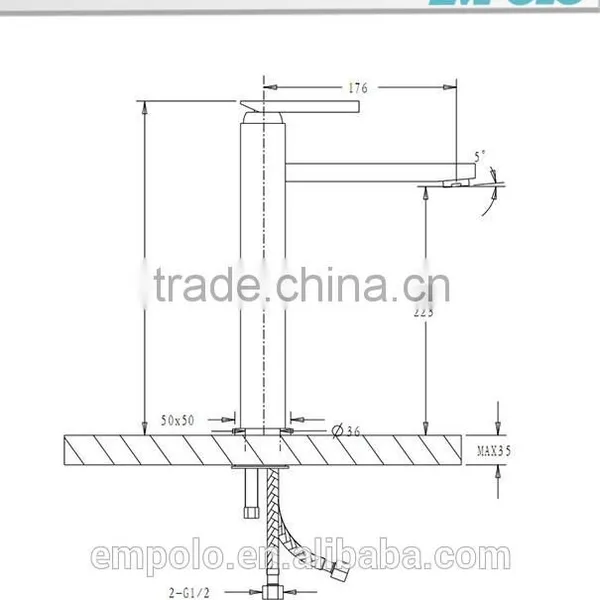 Deck Mounted Single Handle Brass Water Tap With 174mm Spout 35 1104 photo-2