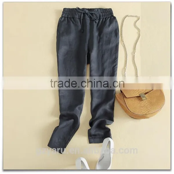 Elastic Draw Cord Comfort All-match Casual Trousers for Ladies Pants photo-2