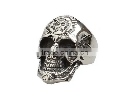 Wholesale Titanium Stainless Steel Silver Mens Skull Rings Jewelry