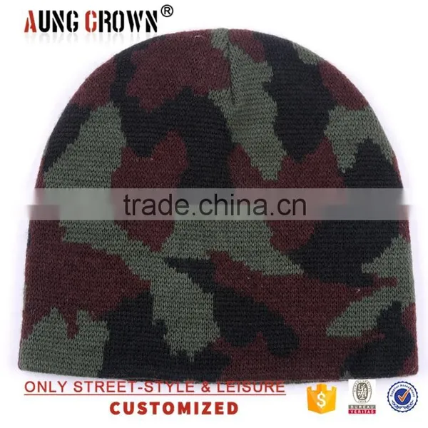 Camouflage Beanie Hat/custom Jacquard Beanie Wholesale/beanie Hat