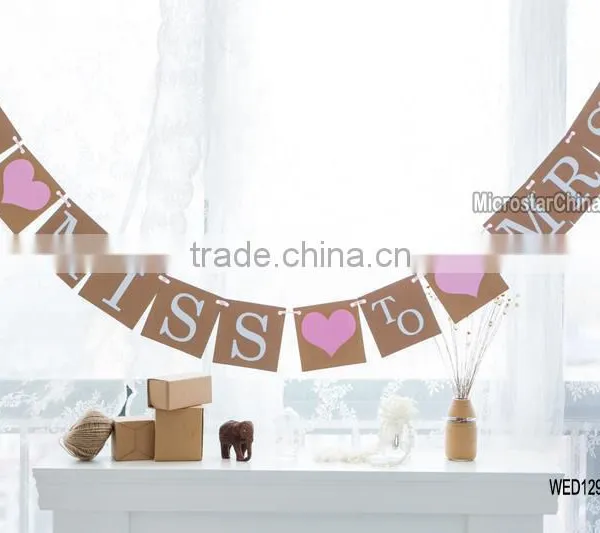New Handmade Brown FROM MISS TO MRS Wedding Bunting Banner Photo Booth Props photo-2