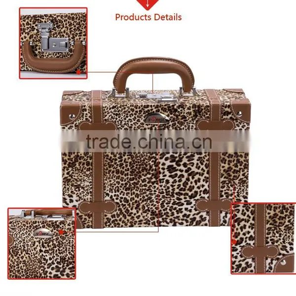 2016 Hot Sale Portable Fashion Stripes EVA Hard Shell Cosmetic Rolling Case With Mirror photo-5