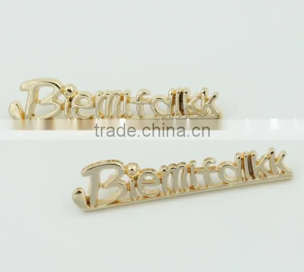 Custom Gold Metal Letter Logo Metal Label for Handbags Wholesale photo-3