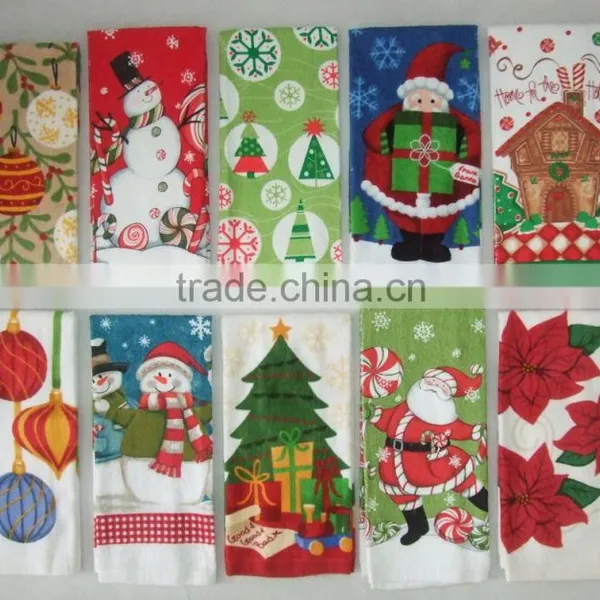 Silk Screen Printing Kitchen Terry Towel Cotton Velour Kitchen Towel photo-4
