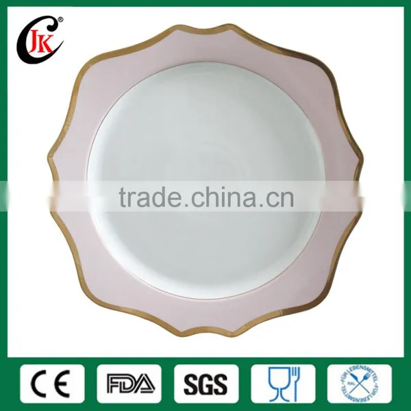 Elegant Rimmed Gold Ceramic Charger Plate for Wedding photo-3