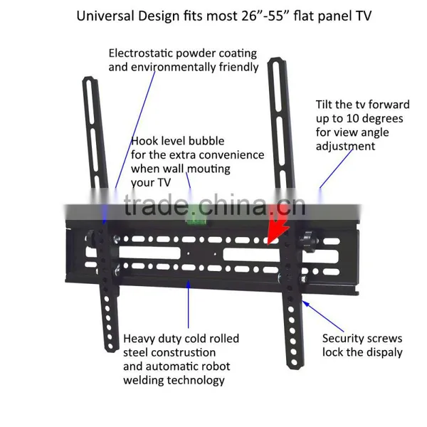 Economical Vesa Standard Max 400*400 Quality Tilted Sliding Lcd Plasma tv Wall Mounts for Most 26" - 55" Flat Screen photo-3