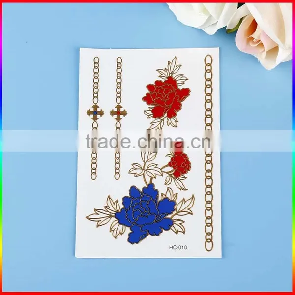 Sexy Body Art Metal Gold Tattoos Custom Flash Metallic Temporary Tattoo photo-5