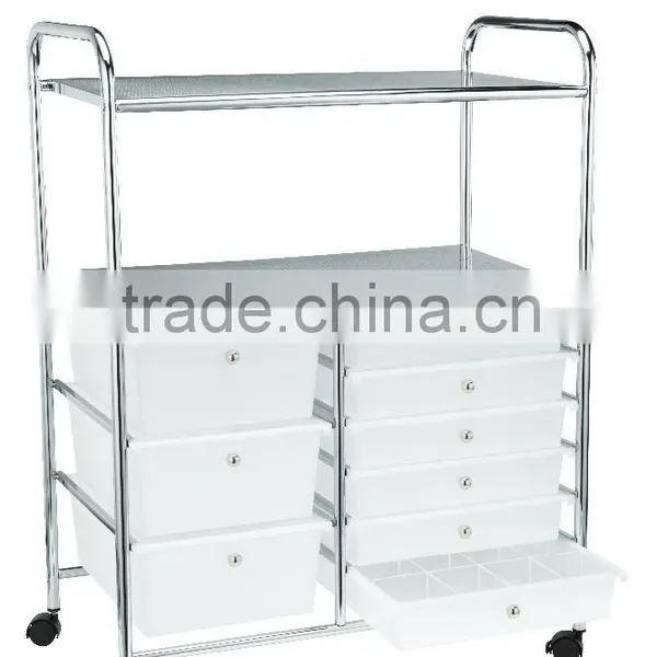 9 Drawes Storage Organizer Rolling With 2 Tier Shelf Trolley Cart