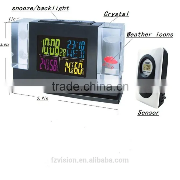 Thermo Hygrometer Digital Wireless Weather Station Alarm Clock/ Automatic Weather Station With 2 Remote Sensors photo-2