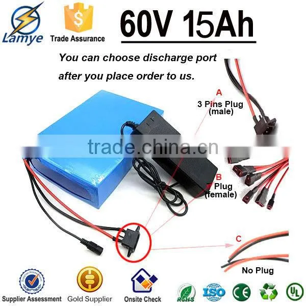 Cylindrical 3.7V 7P16S Cell 60V 15Ah Electric Bike Battery Pack With BMS Charger for 900W Devices photo-3