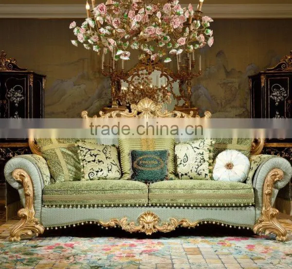 Rococo Palace Wooden Hand Carved Gold Leaf Upholstery Bedroom Set/European Bedroom Furniture(MOQ=1 SET) photo-5