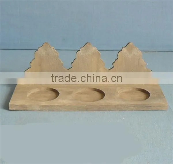 Cheap Unfinished Decorative Craft Wooden Candle Holder Craved photo-3