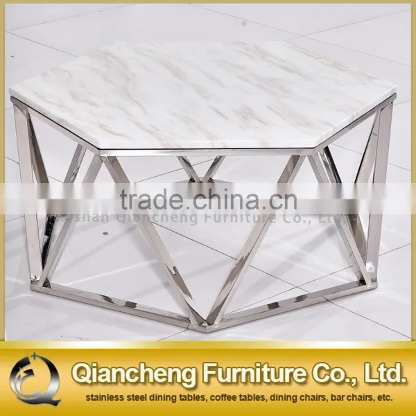 Brass Metal White Marble Coffee Table Made in China photo-3