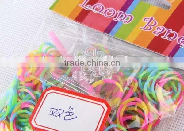 300PC Hair Band With 12 Buckles/Double Colors RUBBER BAND photo-3