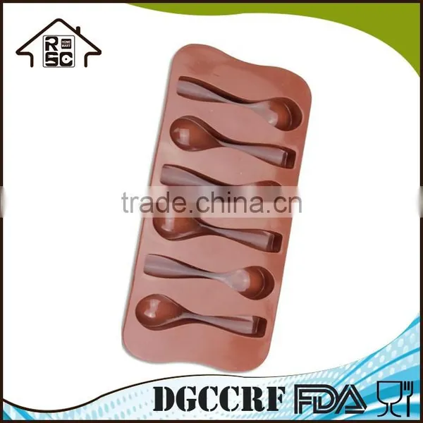 6 Cavities Spoon Shape Silicone Chocolate Mold Cupcake Decorating Tool photo-2