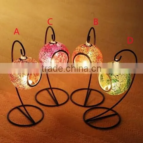 Mosaic Glass Lantern Candle Holders Hanging Candle Lantern Garden Light photo-2