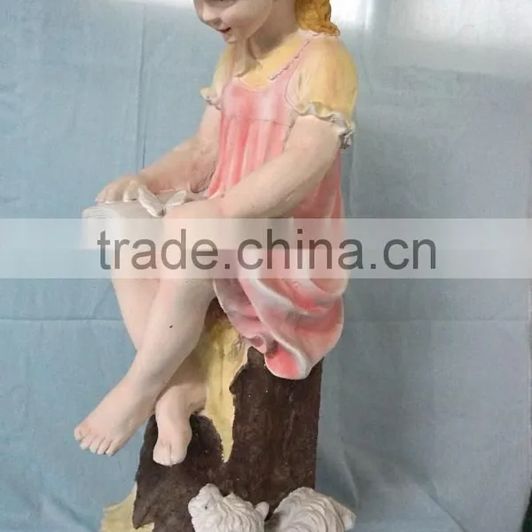 Garden Decor Reading Girl Fiberglass Statue photo-2