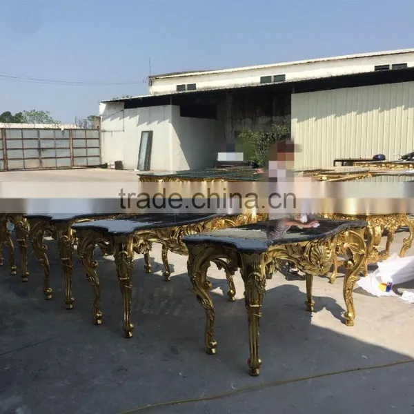 Baroque Style Living Room Furniture Console Desk With Marble Top photo-4