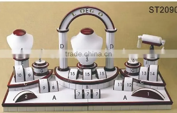 Custom Design Shop Decora Ring Earring Necklace Painted Wooden Jewelry Display Set photo-4