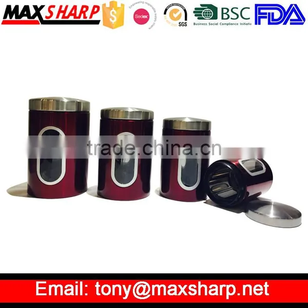 Red Stainless Steel Storage Jars/Canister Set photo-2