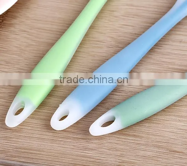 Factory Silicone Handle Colorful Kitchenwares Cooking Tools Set Double Colors Soft Ladle Turner Spoon Kitchen Utensils photo-5